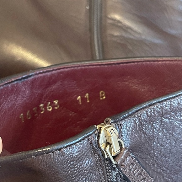 AUTHENTIC GUCCI Brown Leather Pointed Ankle Heel Boot Women’s 11 Designer - Picture 7 of 11